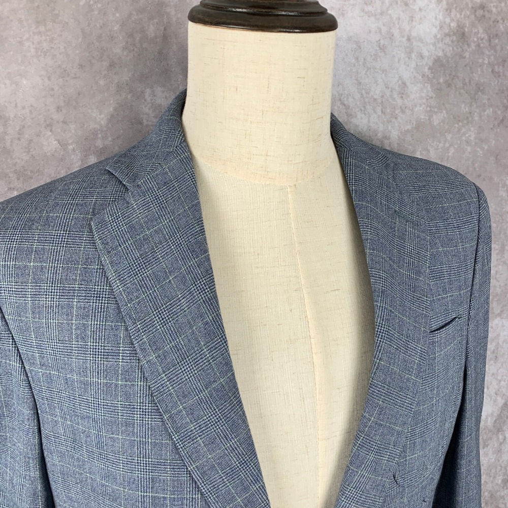 Billy Reid Blazer Men 40L Blue Windowpane Glen Check Sport Coat Unstructered - Picture 3 of 16